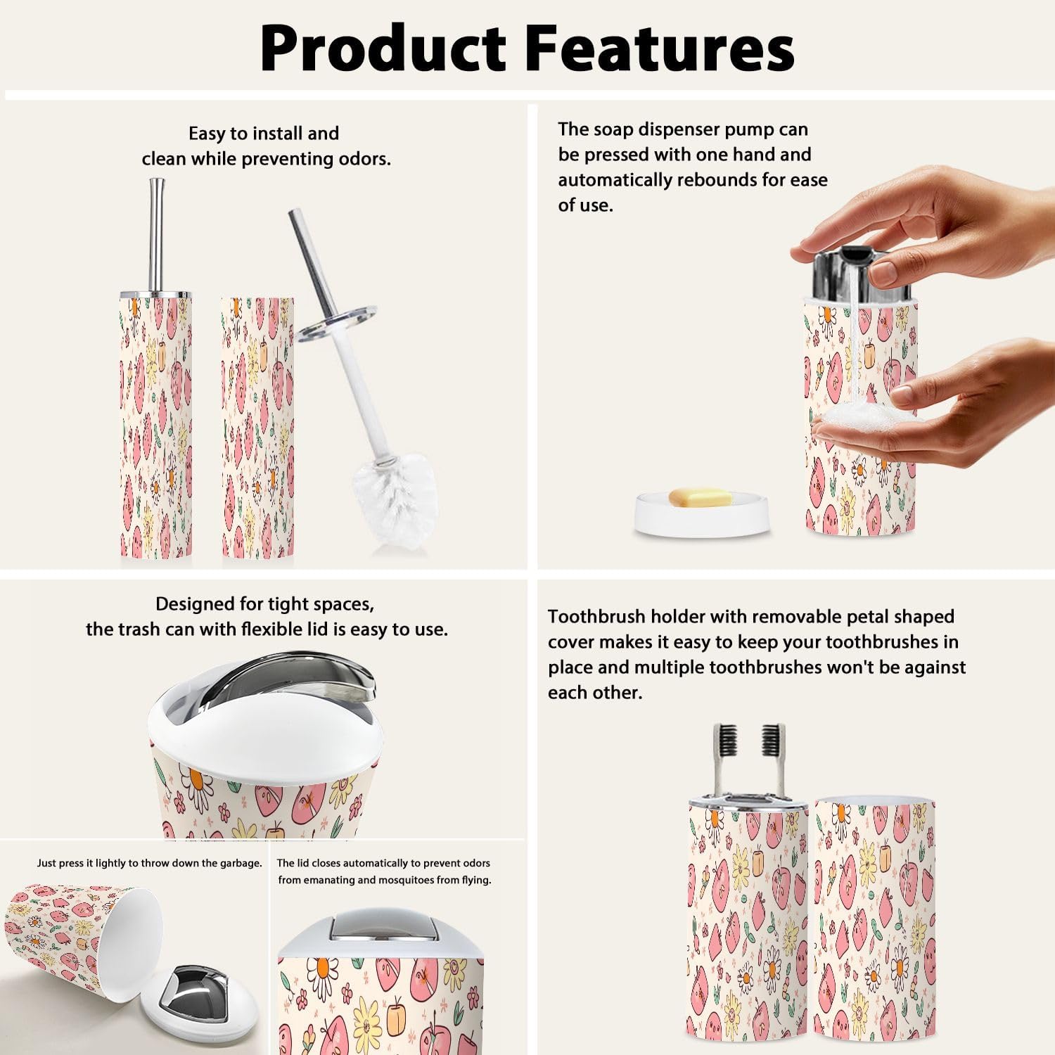 6-Piece Bathroom Set for Boho Style Tiles Accessories