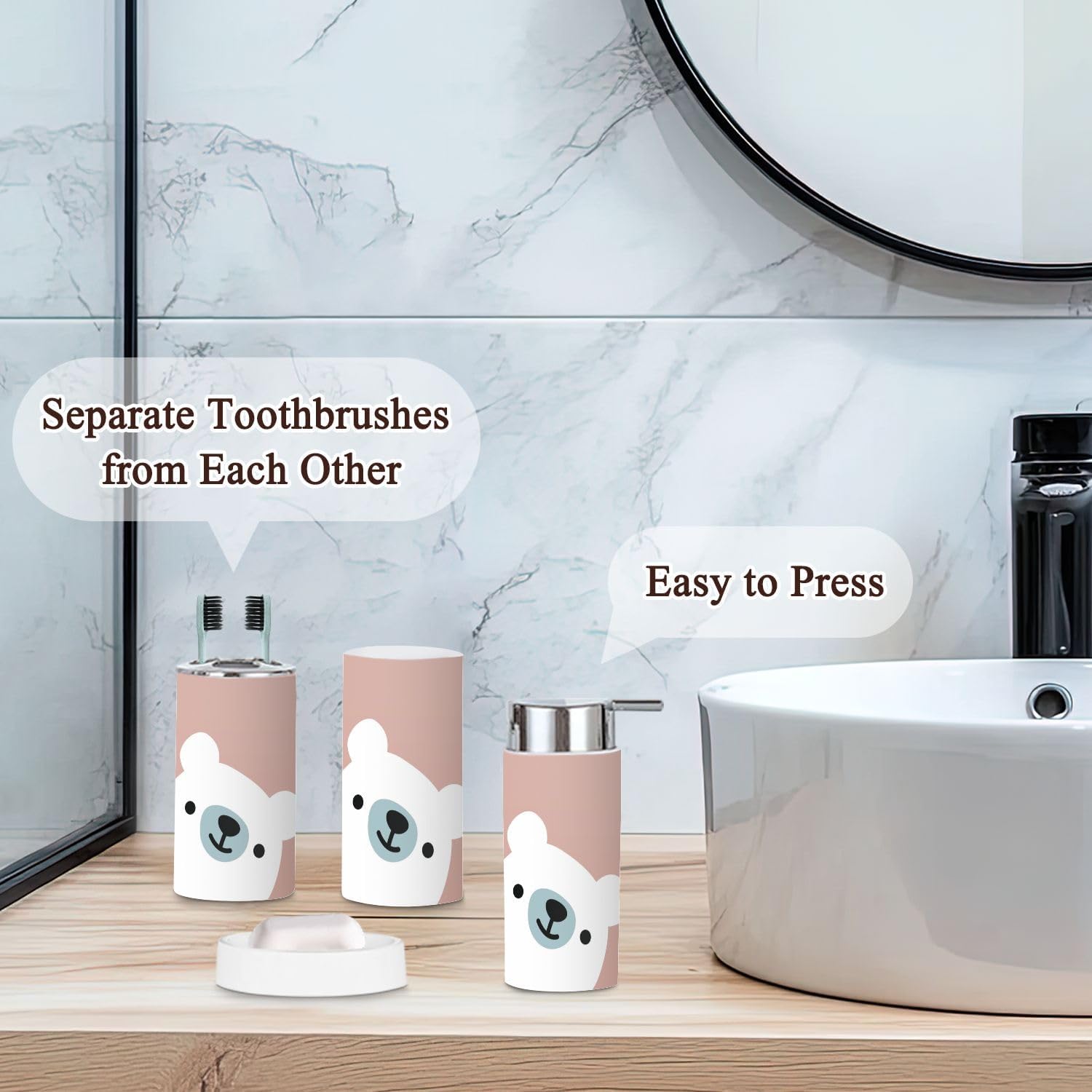6-Piece Kids Bathroom Accessories Set - Durable Stylish