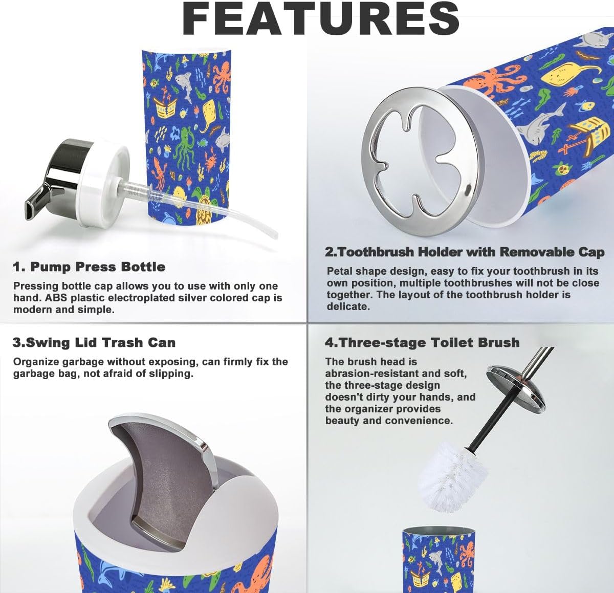 Nautical bathroom accessory set 6 piece kidscharacters for bathroom organizer