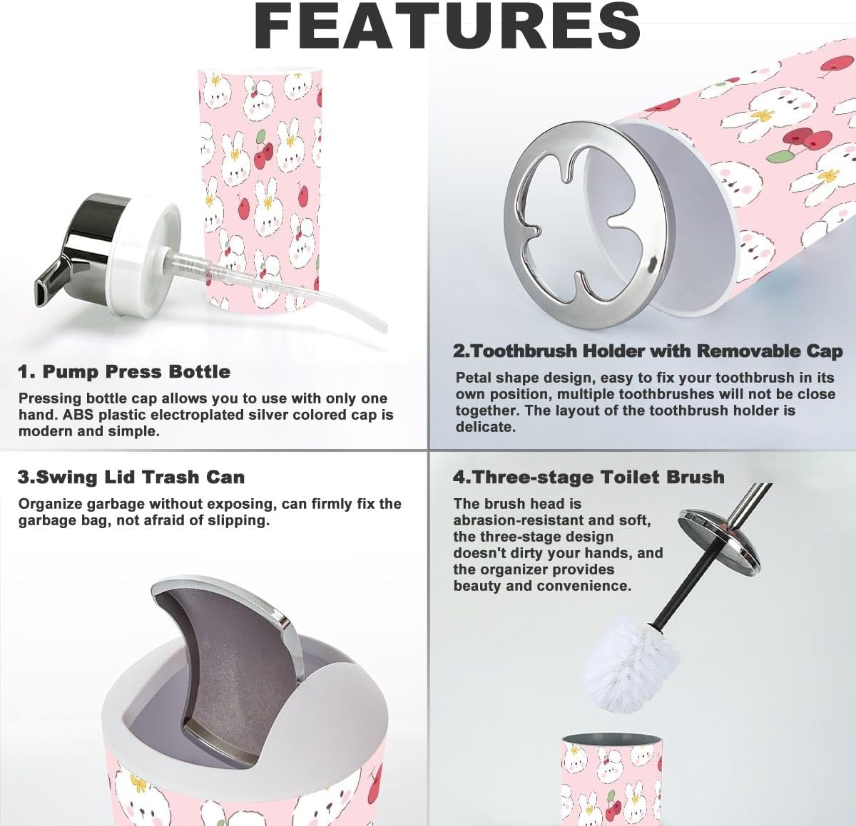 Adorable Kawaii Kids Bathroom Accessories Set