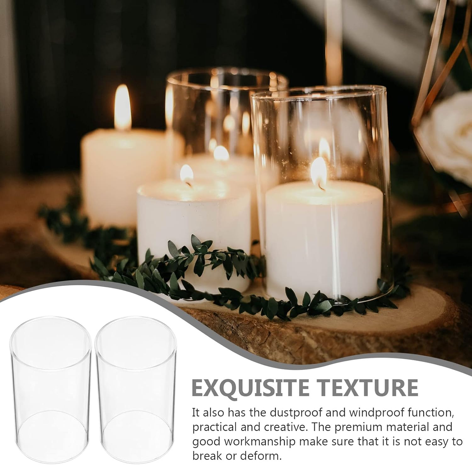 4pc Glass Candle Shade hurricane resistant