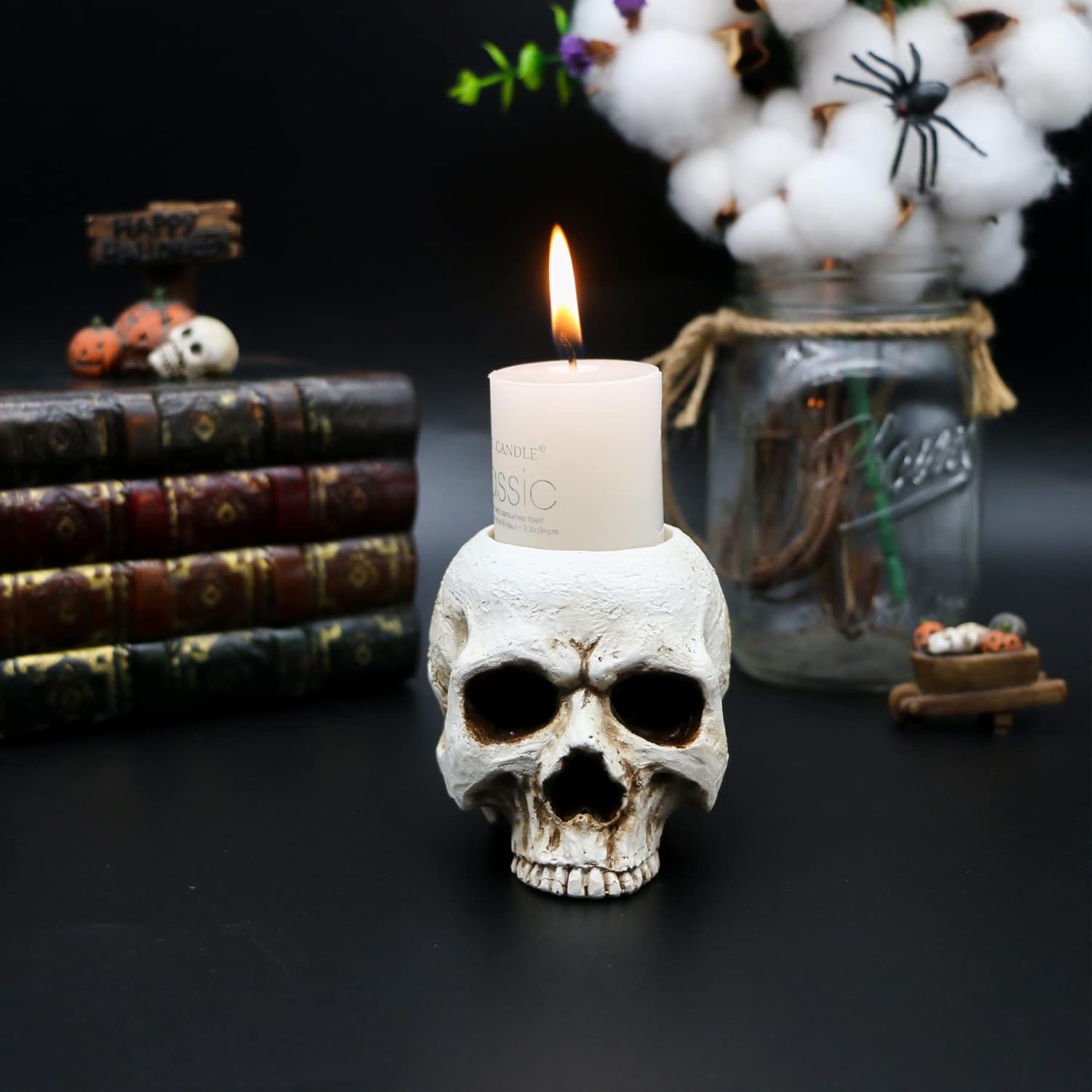 Gothic Skull Candleholder for Halloween