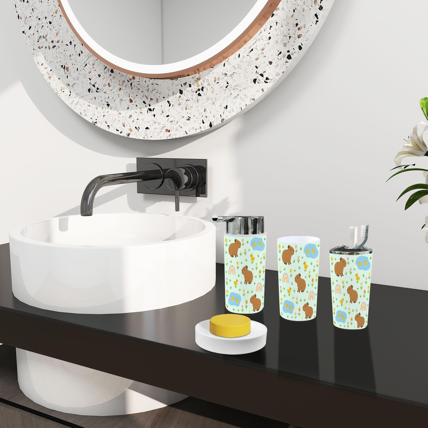 tranqdehom bohi capybara 6-piece bathroom accessory set