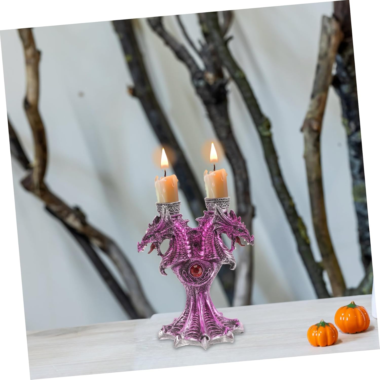 Halloween Alert Resin Dragon Candlestick Holder