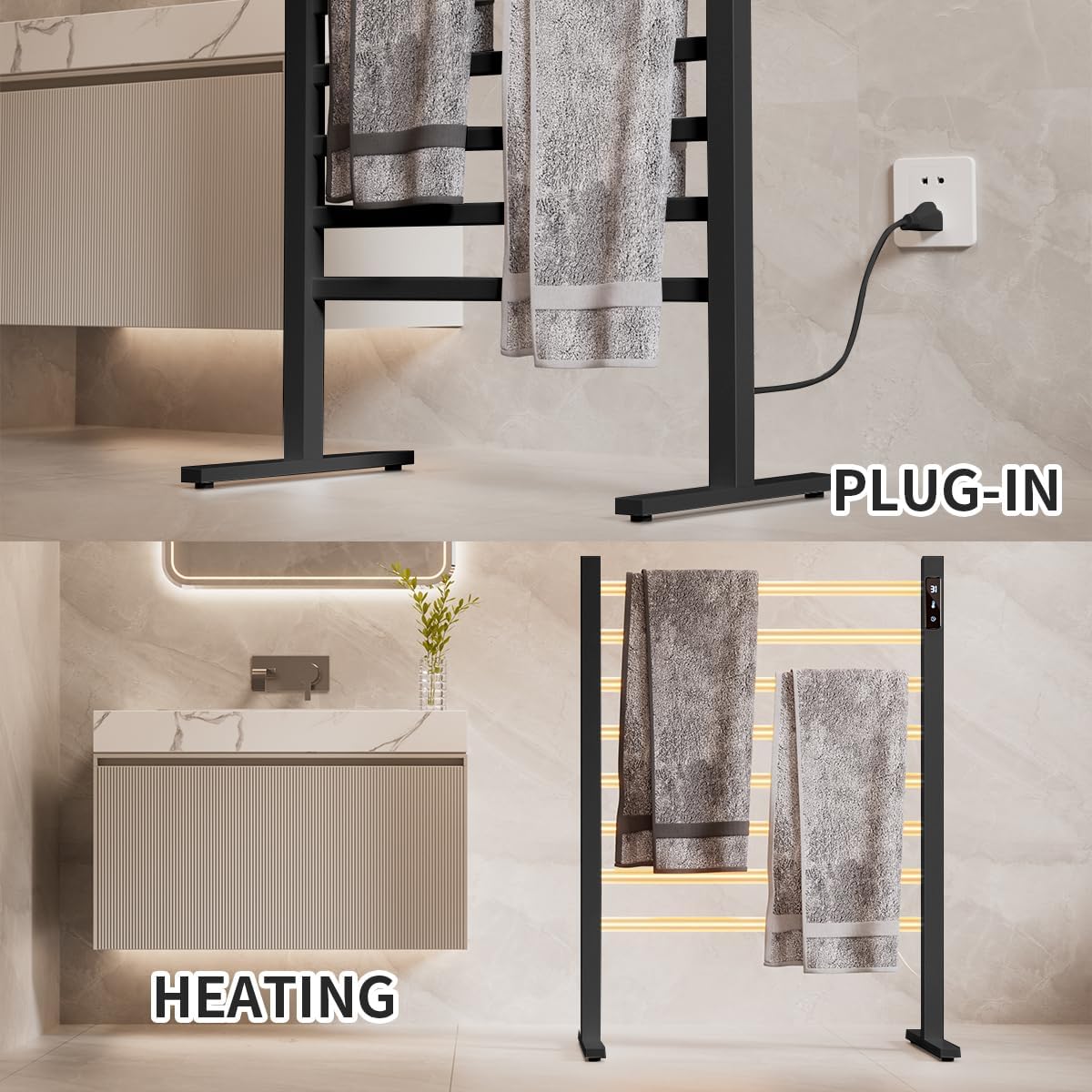 Premium Electric Towel Warmer Rack with Timer Temperature Control