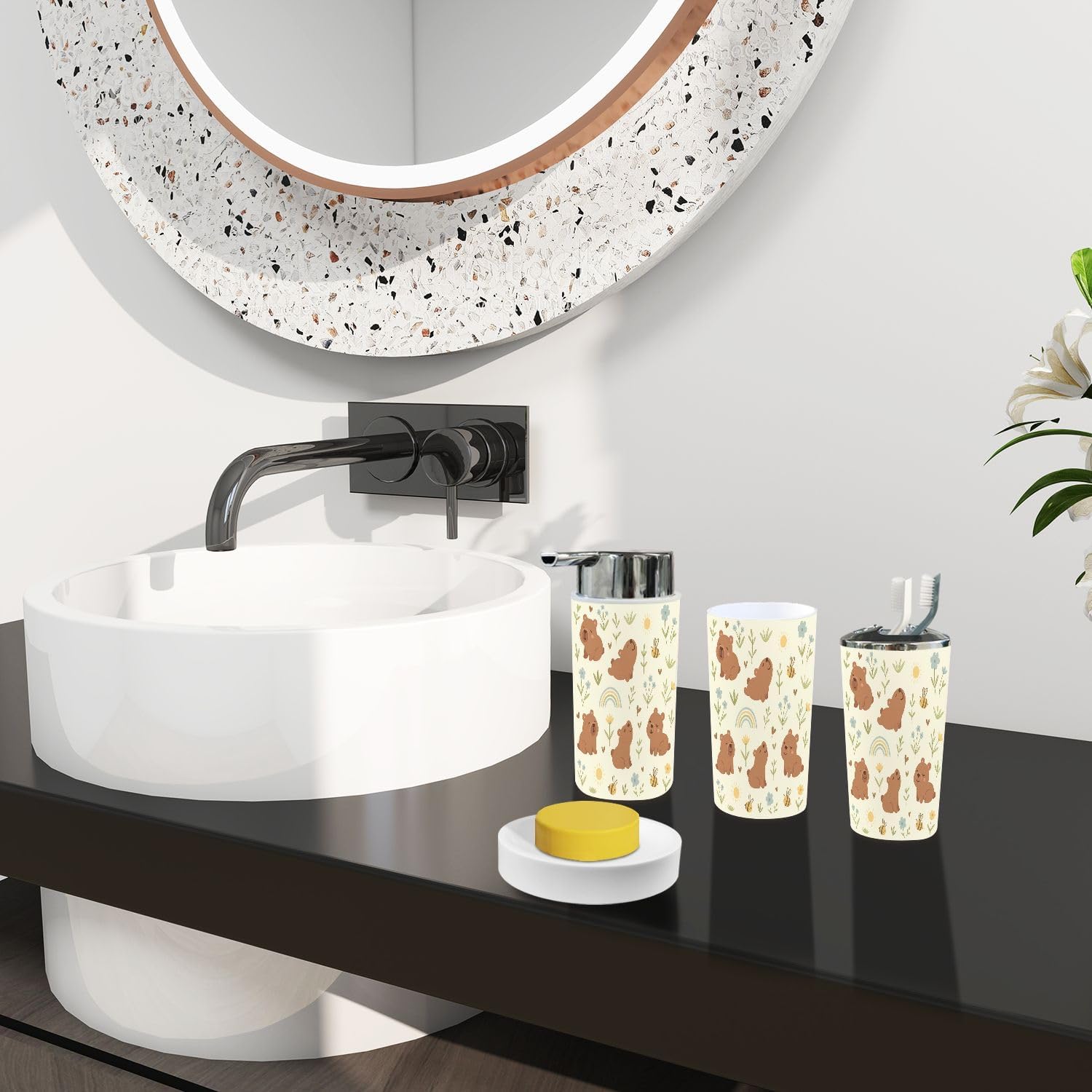 Bathroom Accessor Set Boho Pattern for Kids