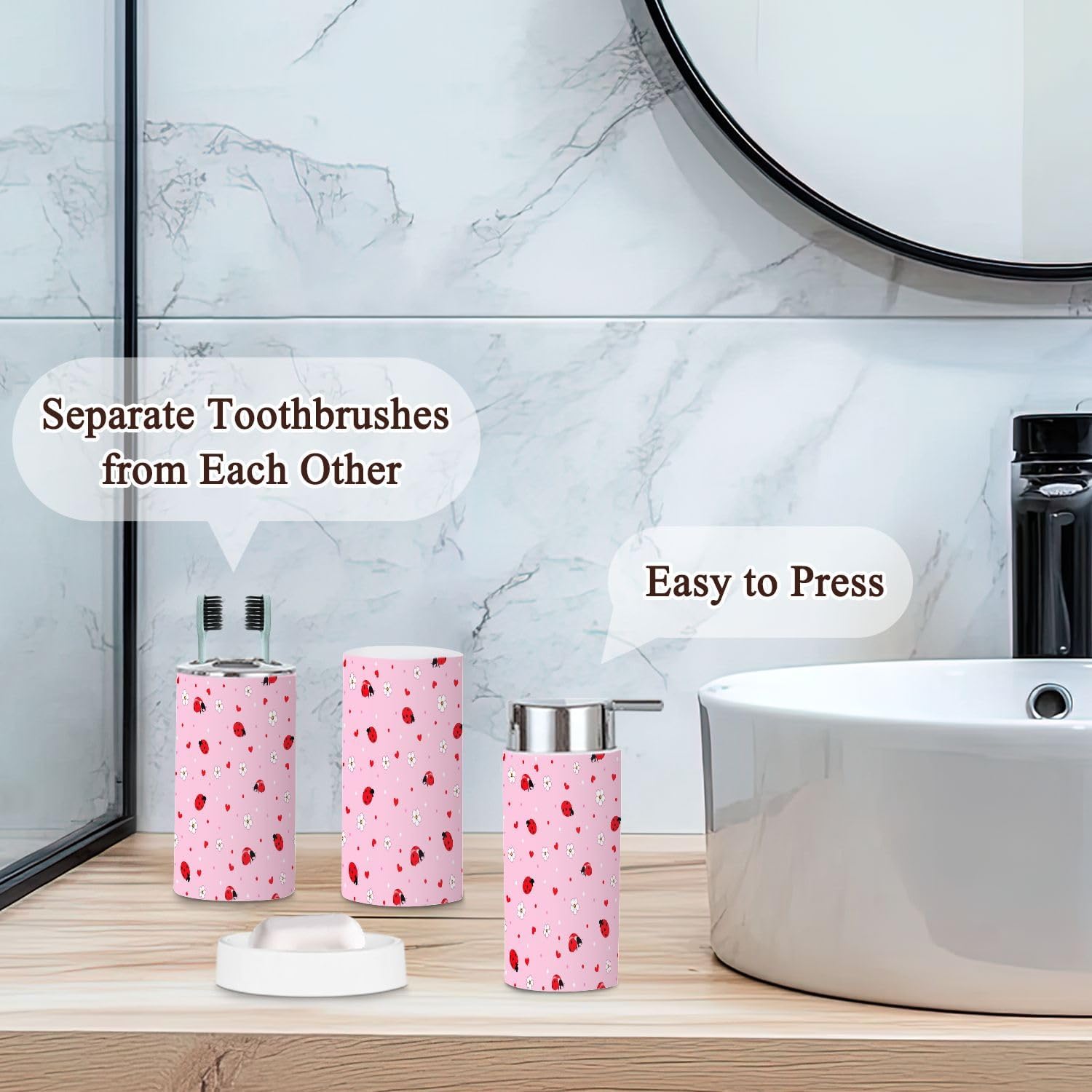 6-Piece Bathroom Set with Botanical Orrery Pattern