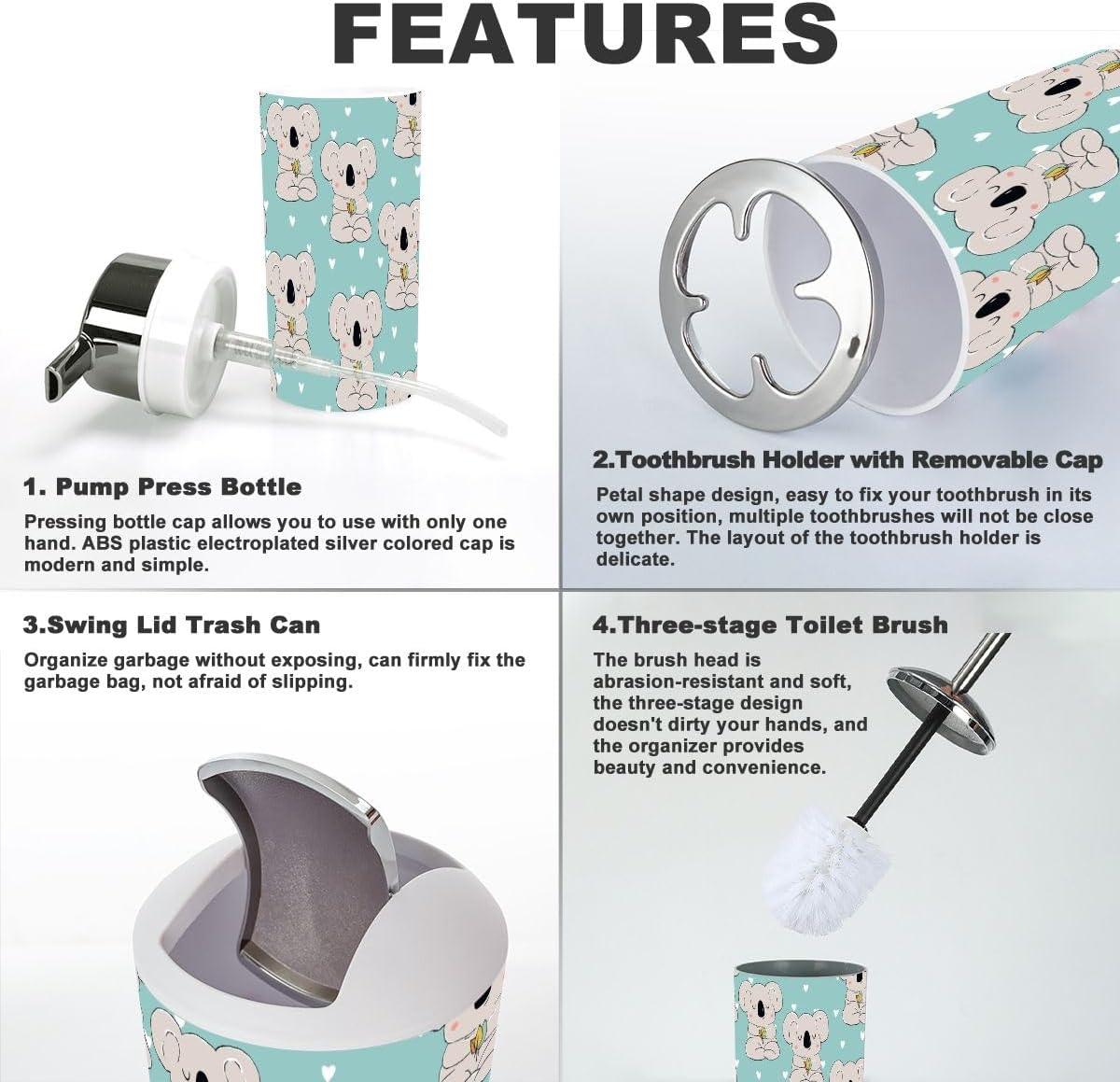 XNGJEMVWXO - Cute Koala Bathroom Accessories Set