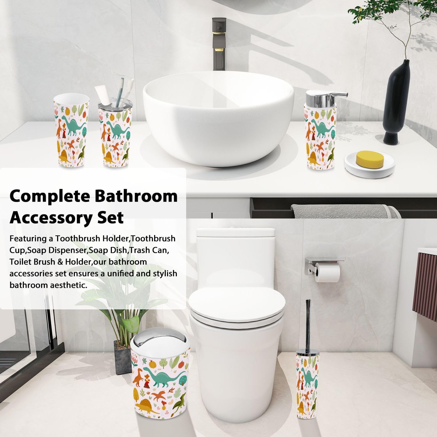 Cozy Boho Style Bathroom Accessory Set