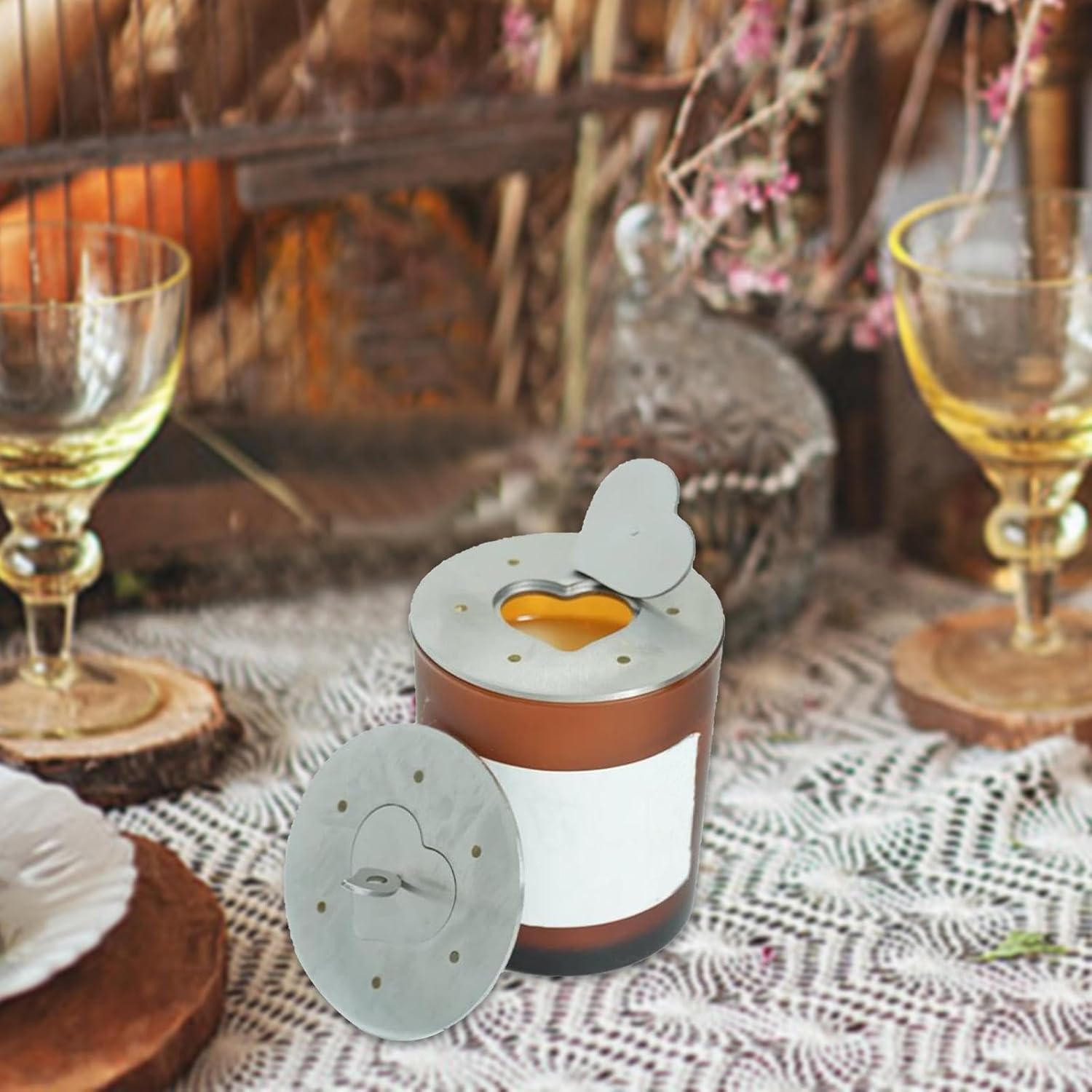 Jar Candle Covers with Heart Design for Home and Office