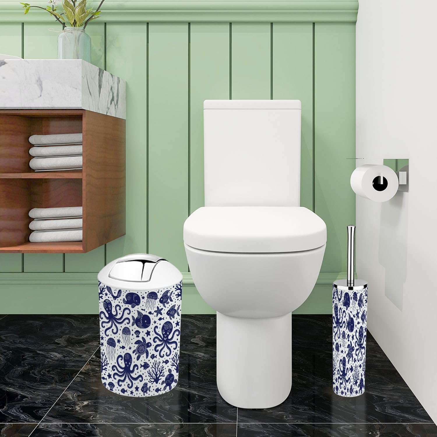 Bathroom Accessories 6-Piece Boho Underwater Animals Set