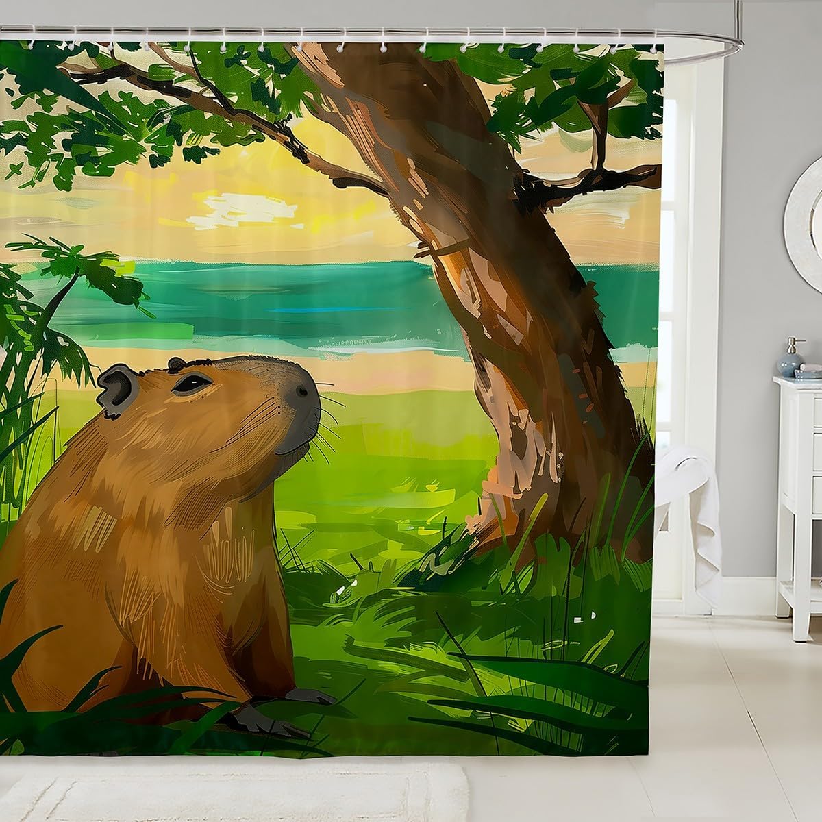 Capybara Funny Shower Curtain Set