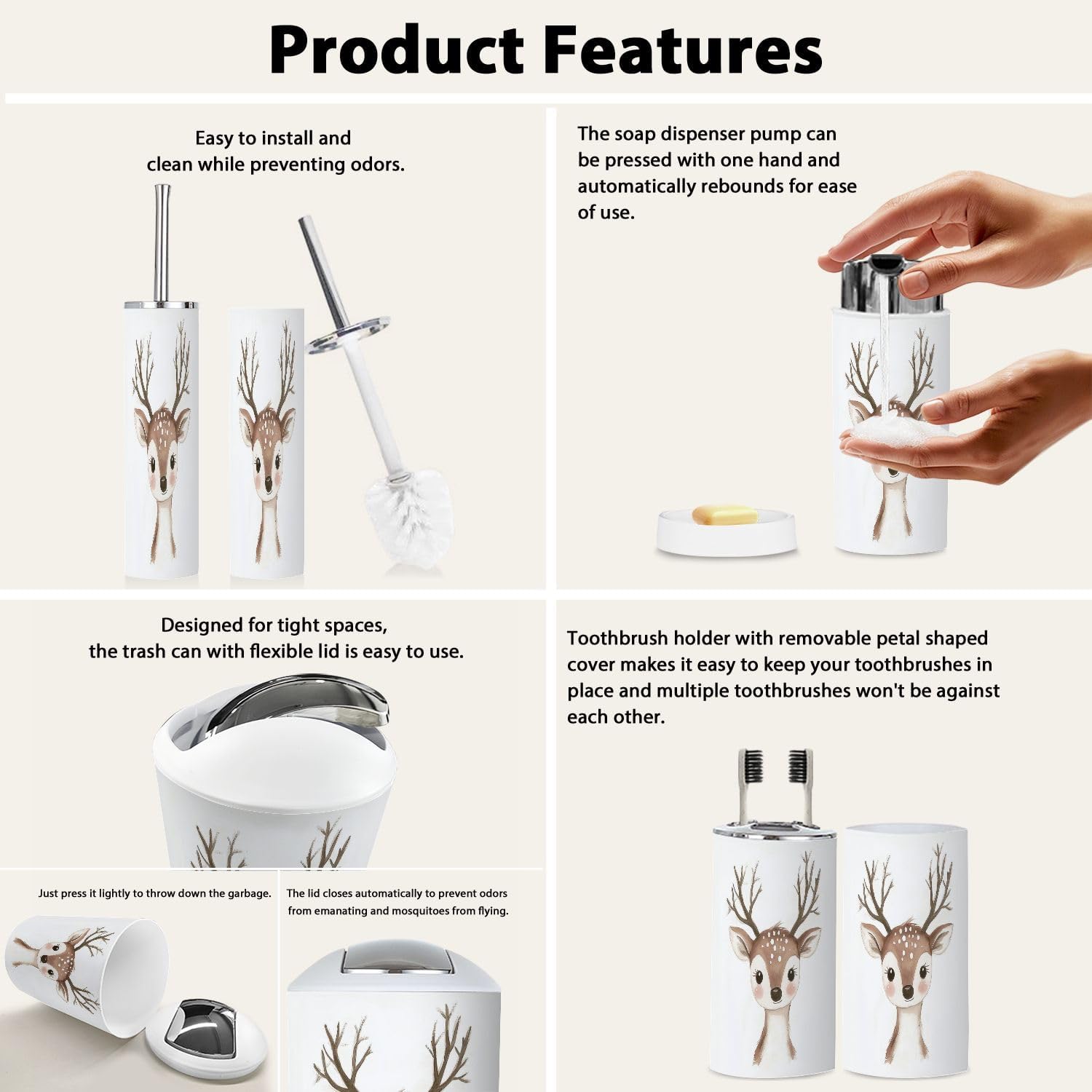 Bathroom Accessory Set - Boho Style Inserts for Cleanse Style Your Baath