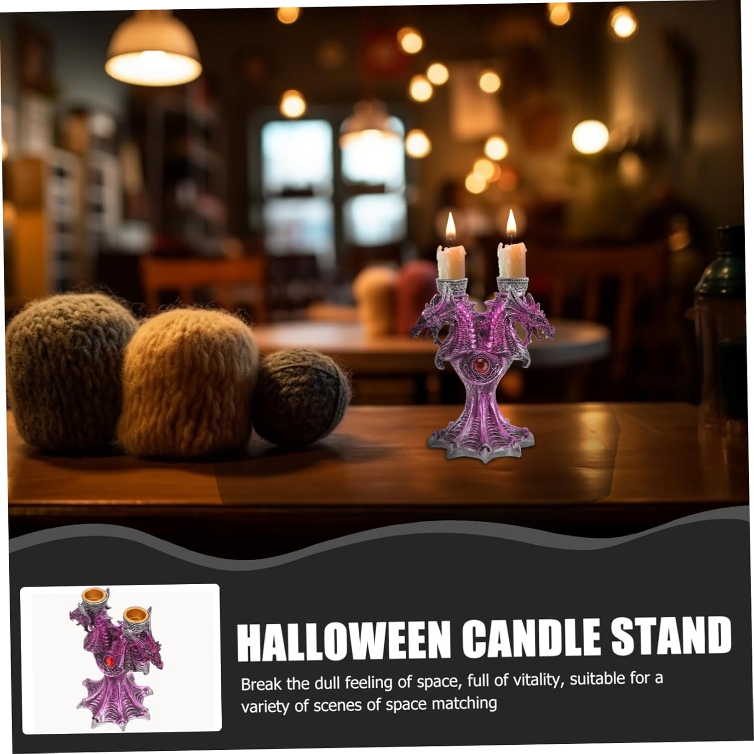 Cabilock Resin Gothic Halloween Dragon Stick Holder Candle
