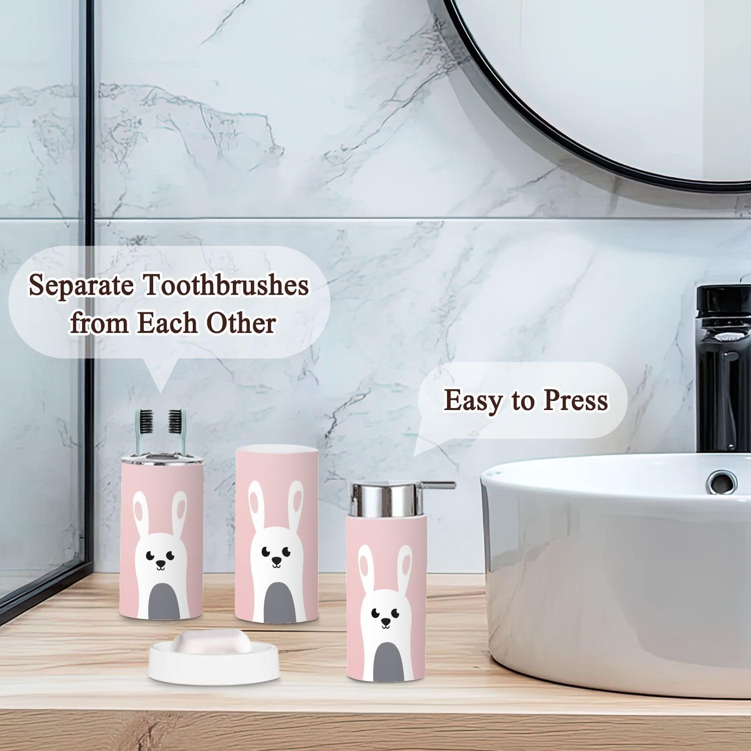 Durable 6-Piece Bathroom Accessories Set for Kids with Style