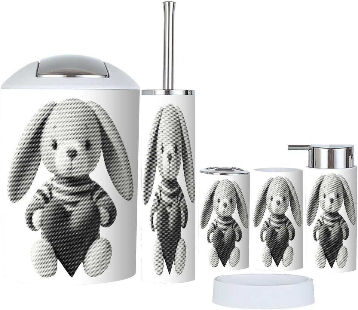 Cute Bunny Design Retro Bath Set 6 Piece
