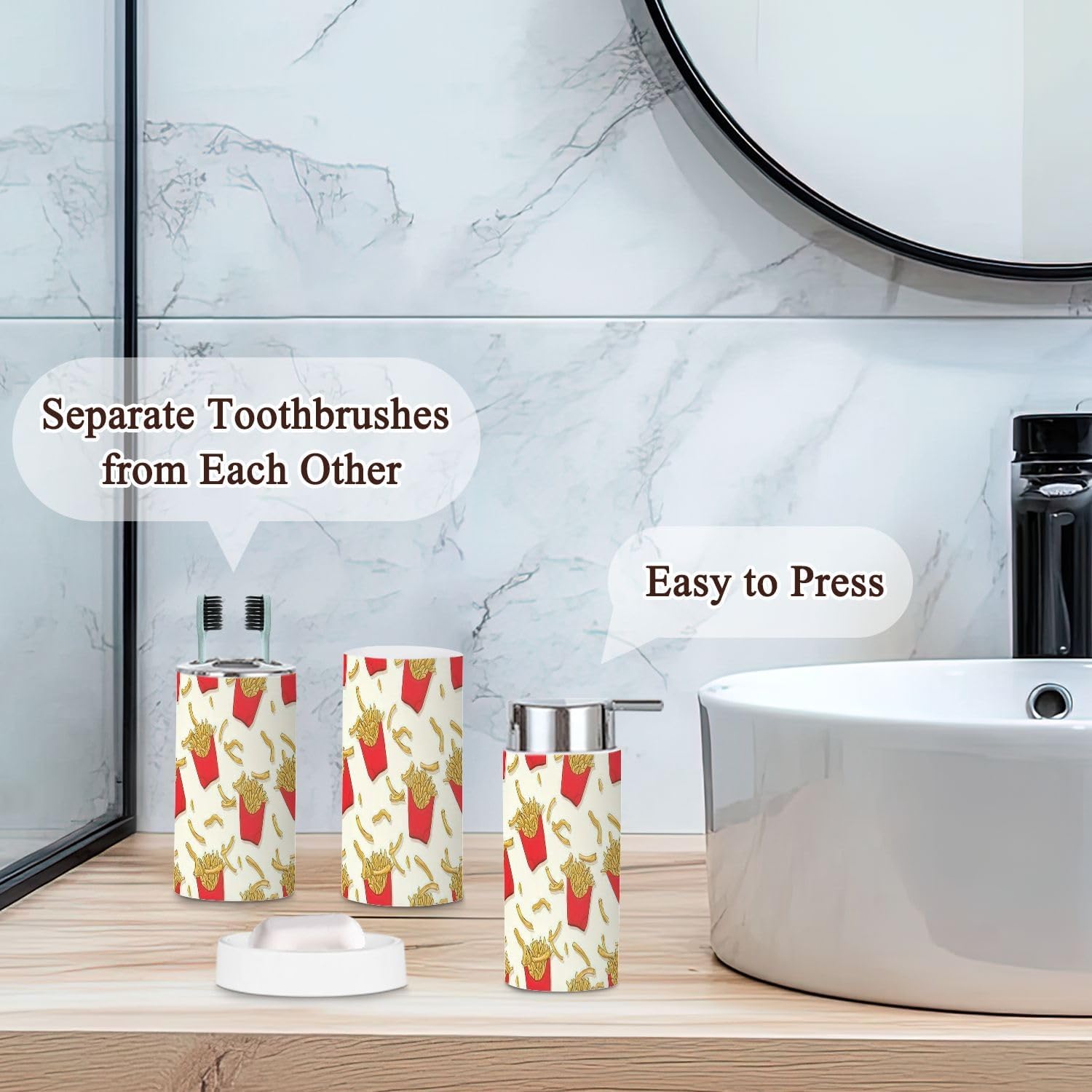 Bathroom Accessories Set - Modern BMC Storage for 6-Piece BMC