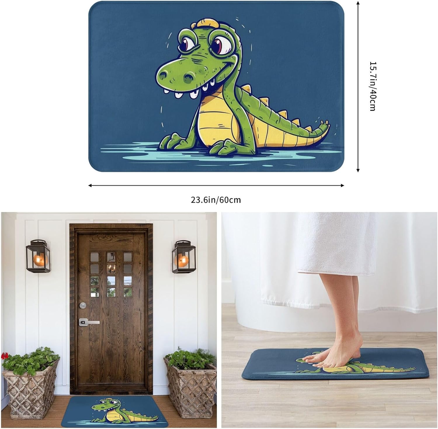 Welcome Home Mat Happy Crocodile Door Mat for Entryway