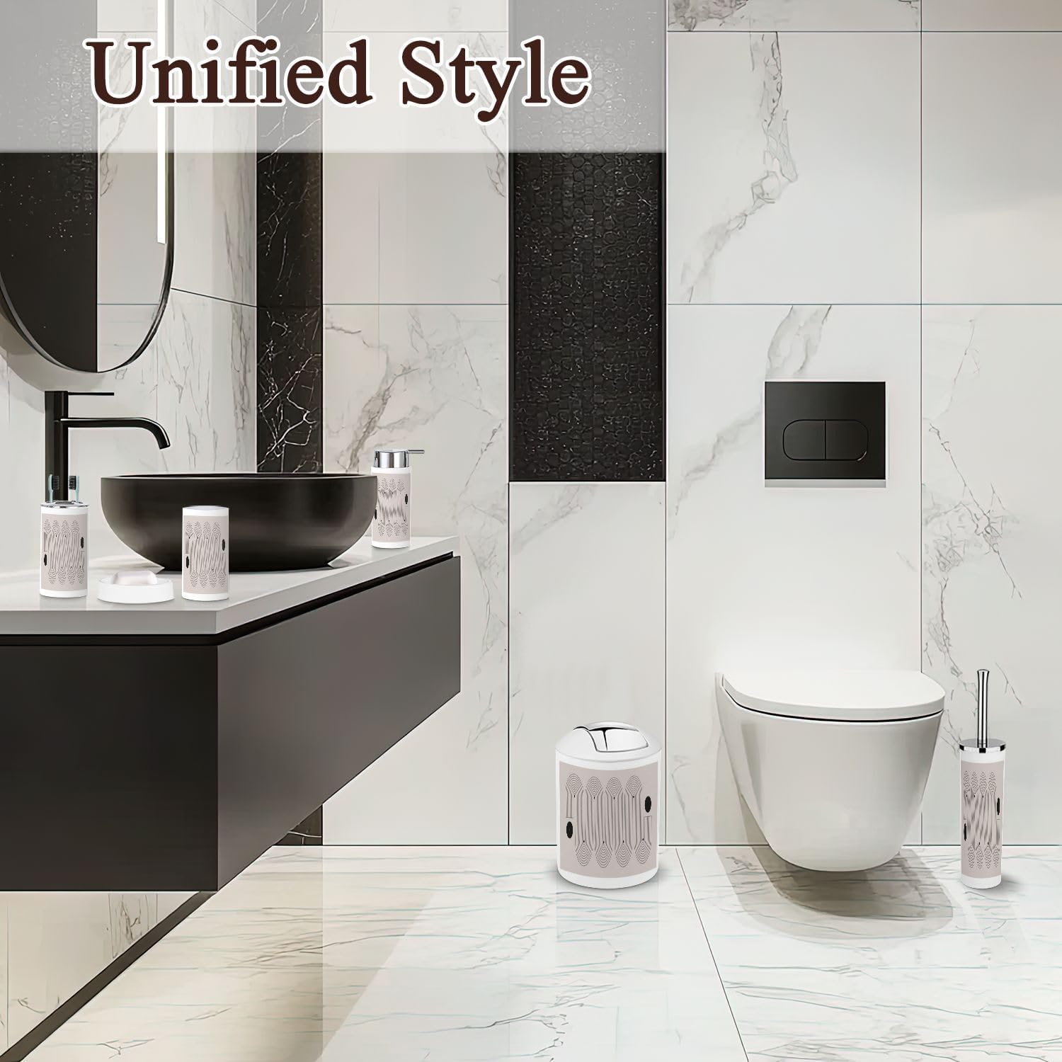 6-Piece Boho Bathroom Set Geometric Handmade Design