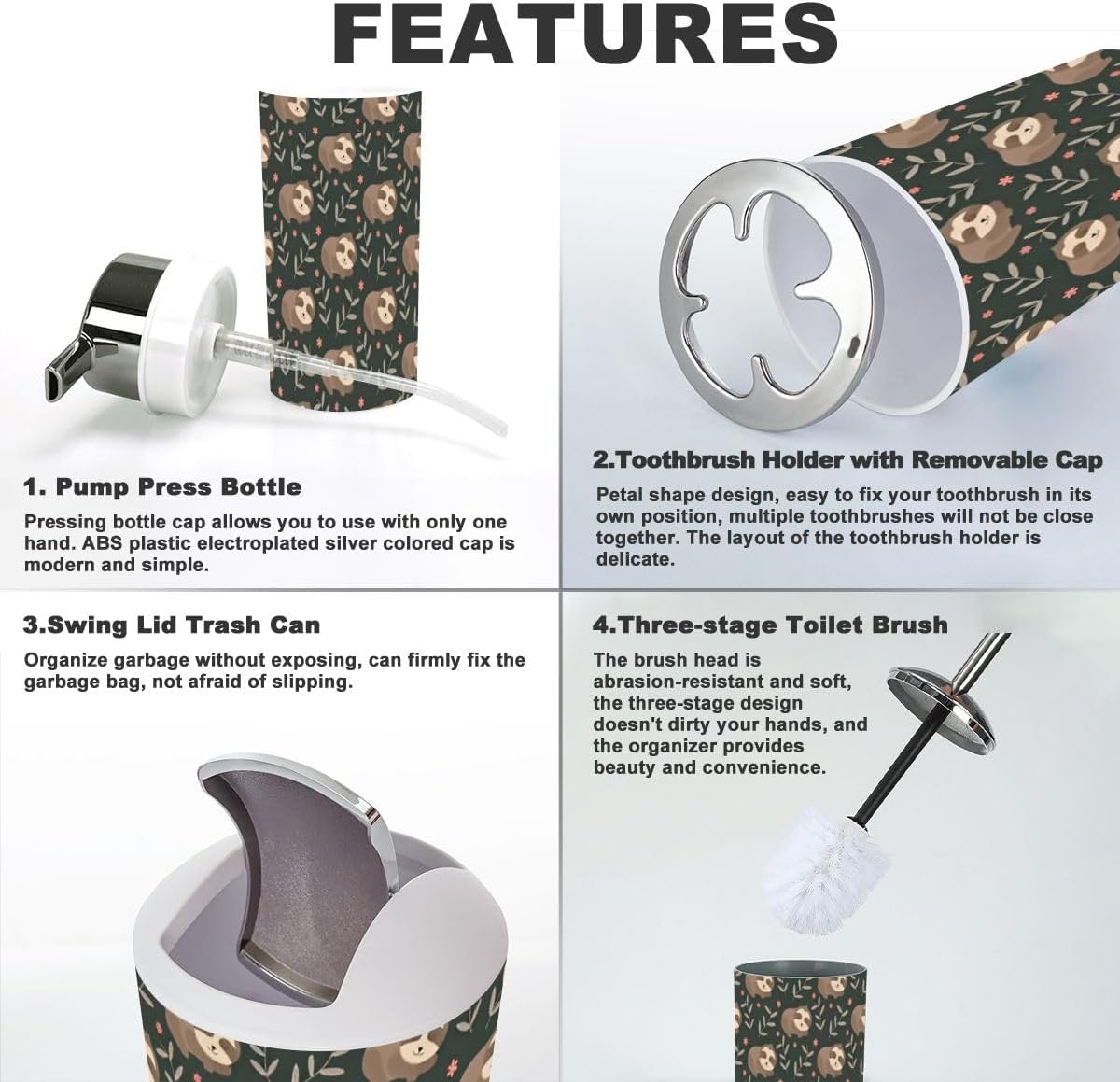 Six-Piece Bathroom Accessory Set for Fabrics
