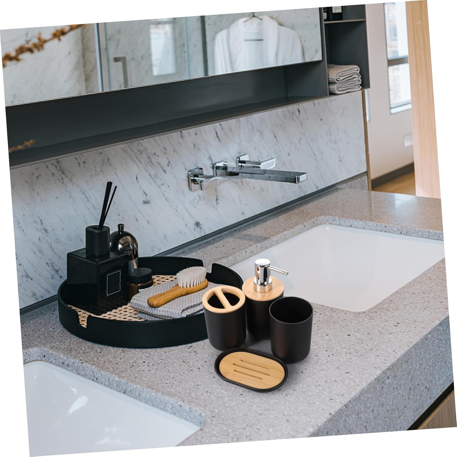PRETTYZOOM Bathroom Accessories Set