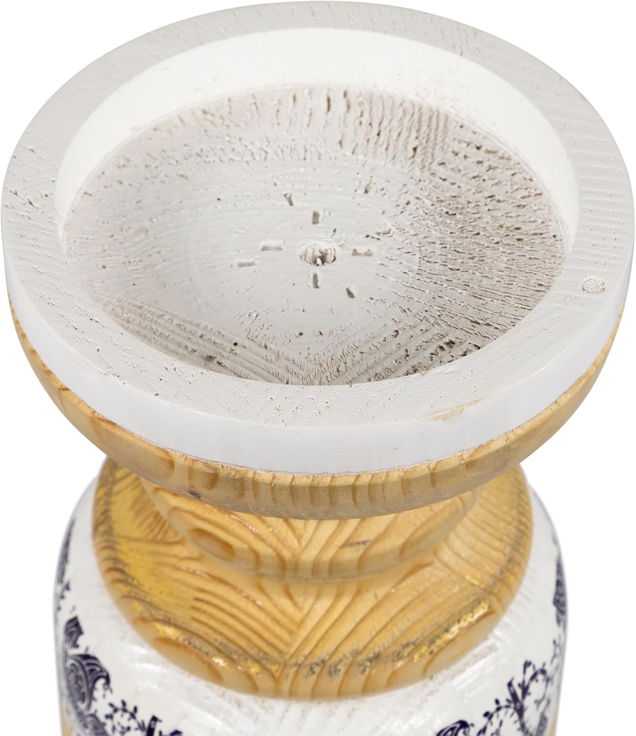 Large White and Blue Paisley Candle Holder