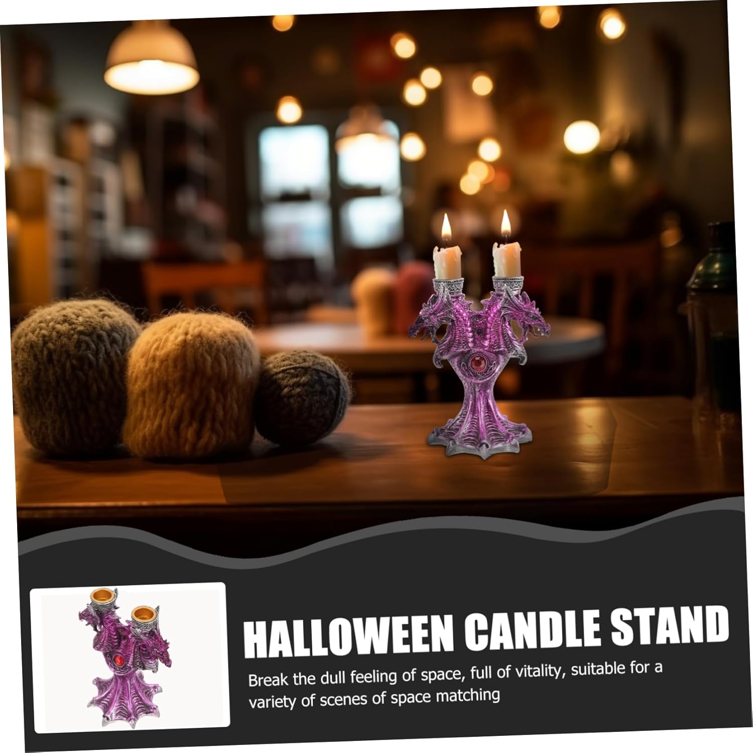 Halloween Alert Resin Dragon Candlestick Holder