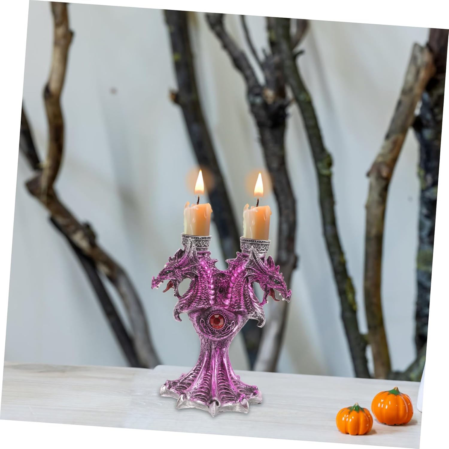 HOLIDYOYO Resin Dragon Candle Holder 1pc- Halloween Table Decor