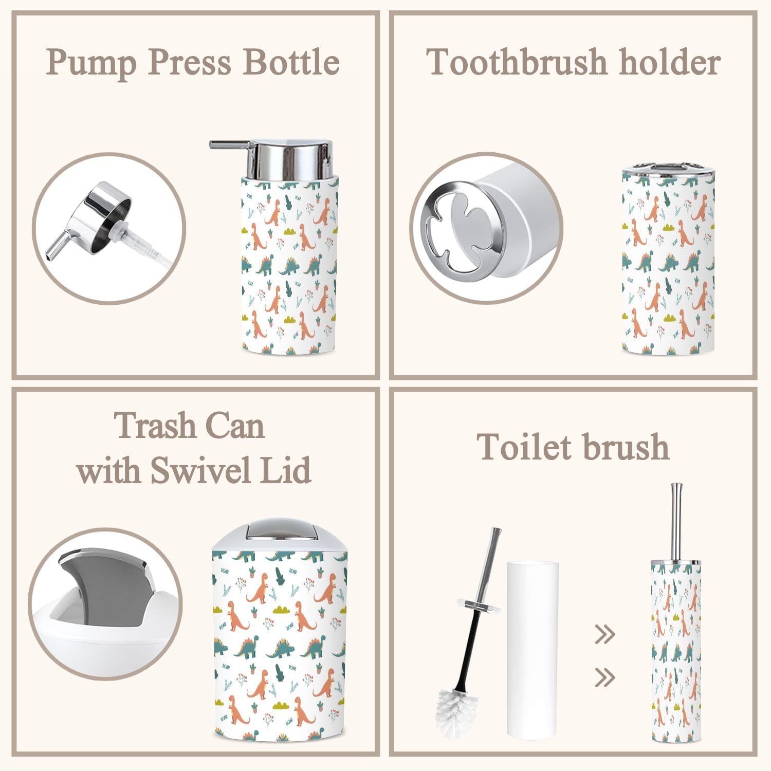 Fun Dinosaur Bathroom Set for Kids