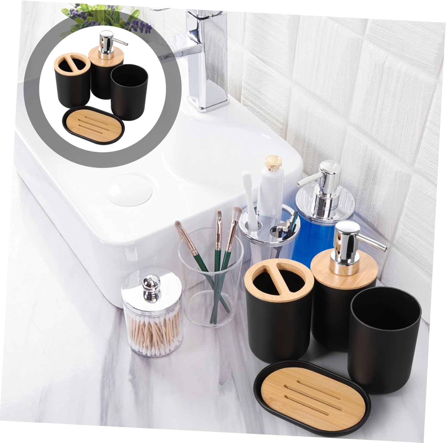 PRETTYZOOM Bathroom Accessories Set