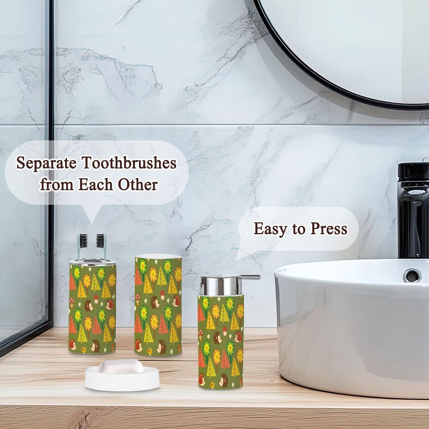 autumn forest bathroom set - 6 piece storage solution