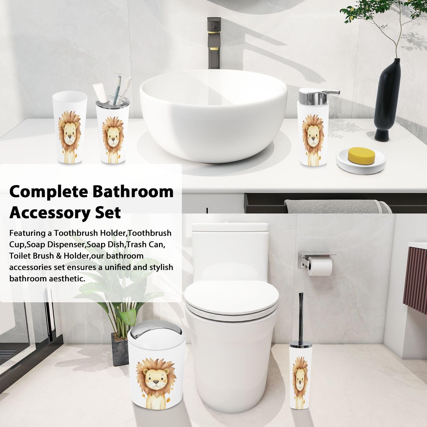 6-Piece Boho Watercolor Bathroom Accessory Set