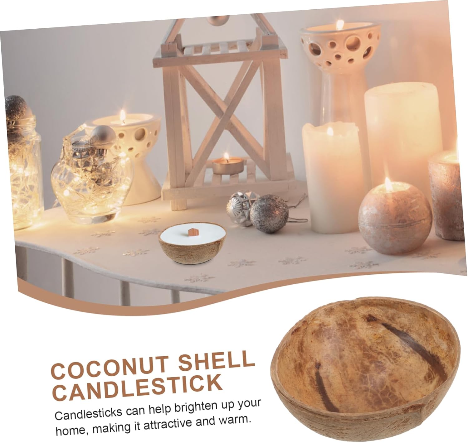 DIYEAH 3pcs Coir Candle Cups Shell Holders
