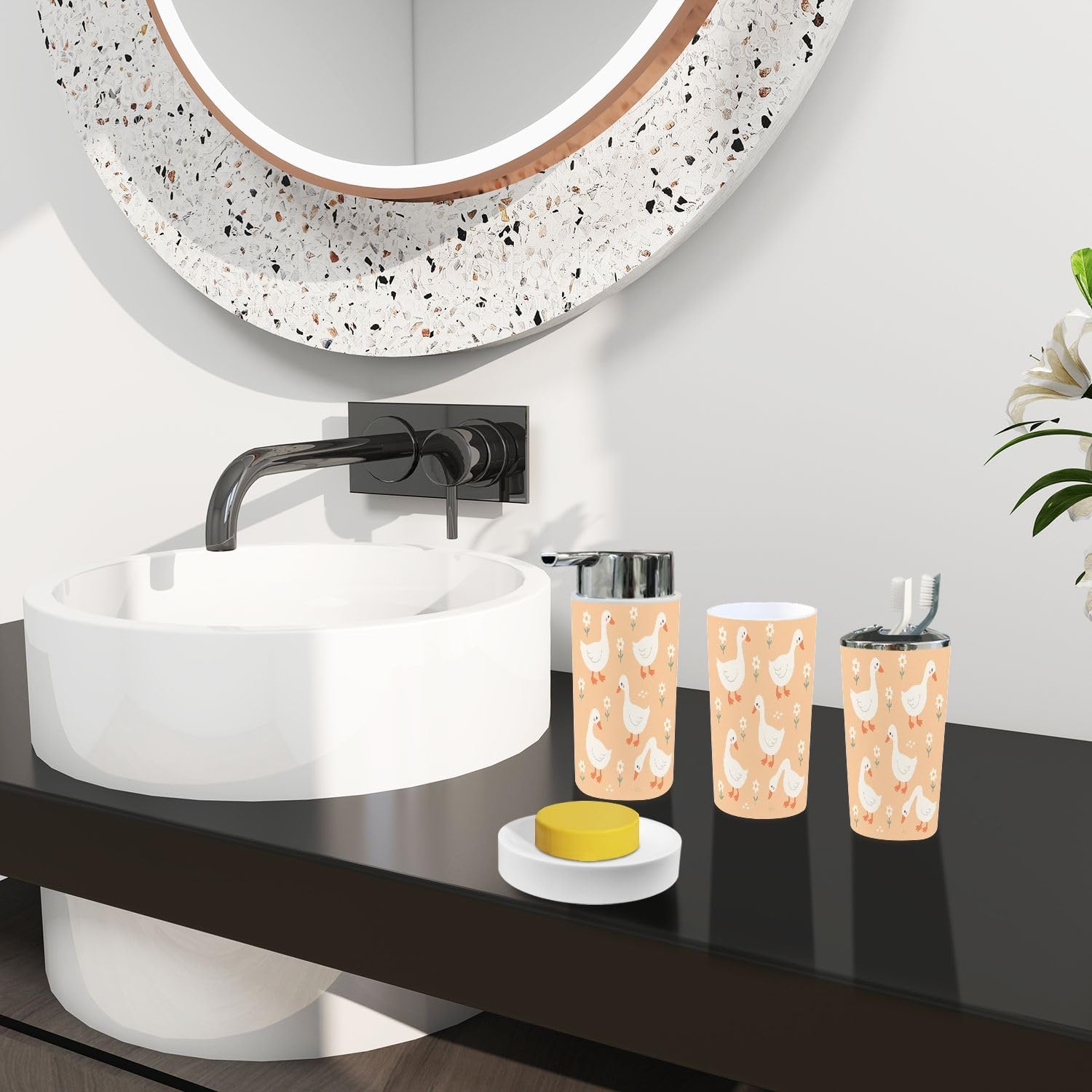 Bath Accessory Set for Kids Adults Stylish DESIGN 6-Piece Set
