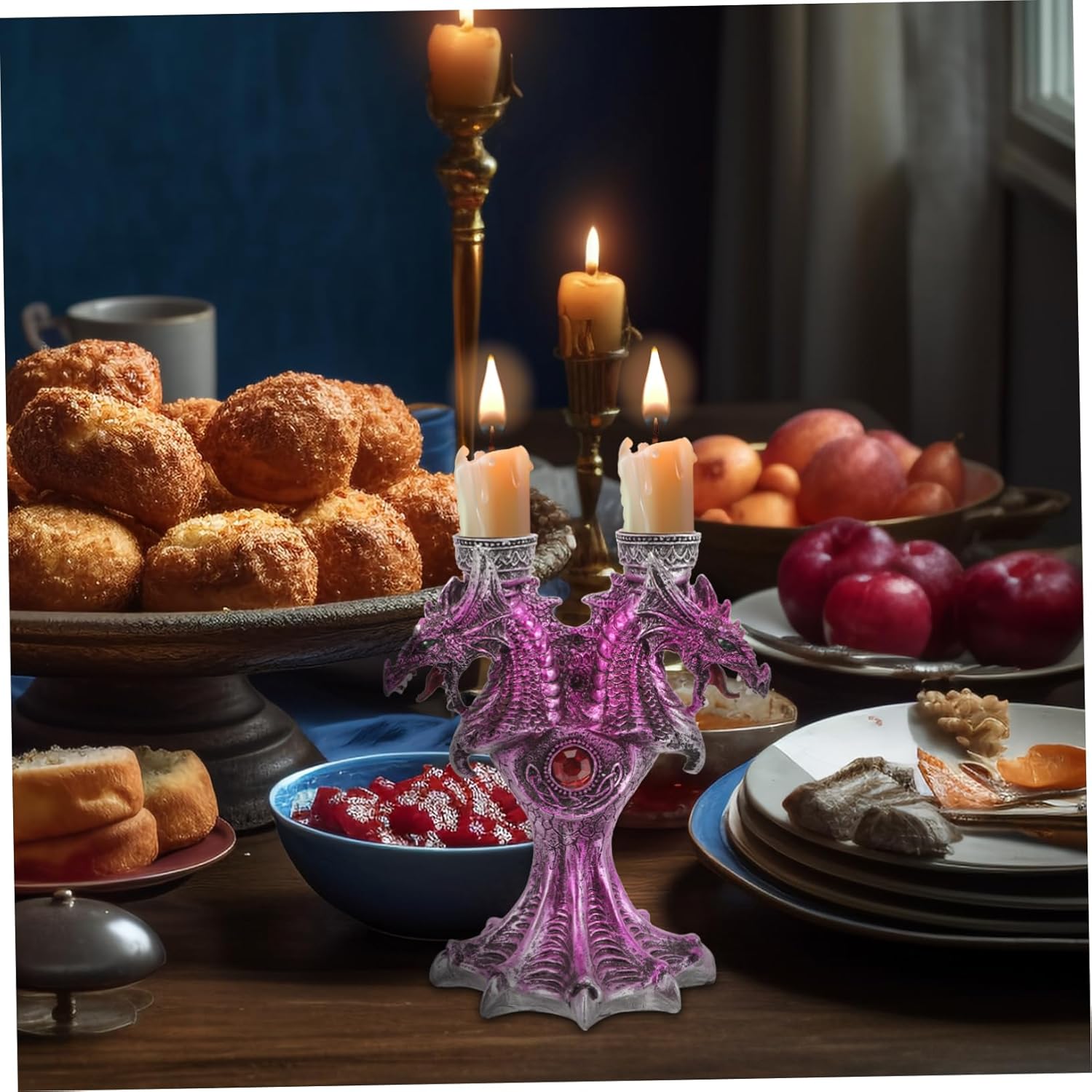 Halloween Battle Dragon Candlestick Stand