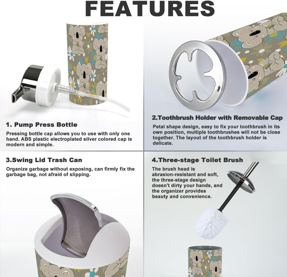 Bathroom Accessories Set 6-Piece Set for Australian Kids and Families