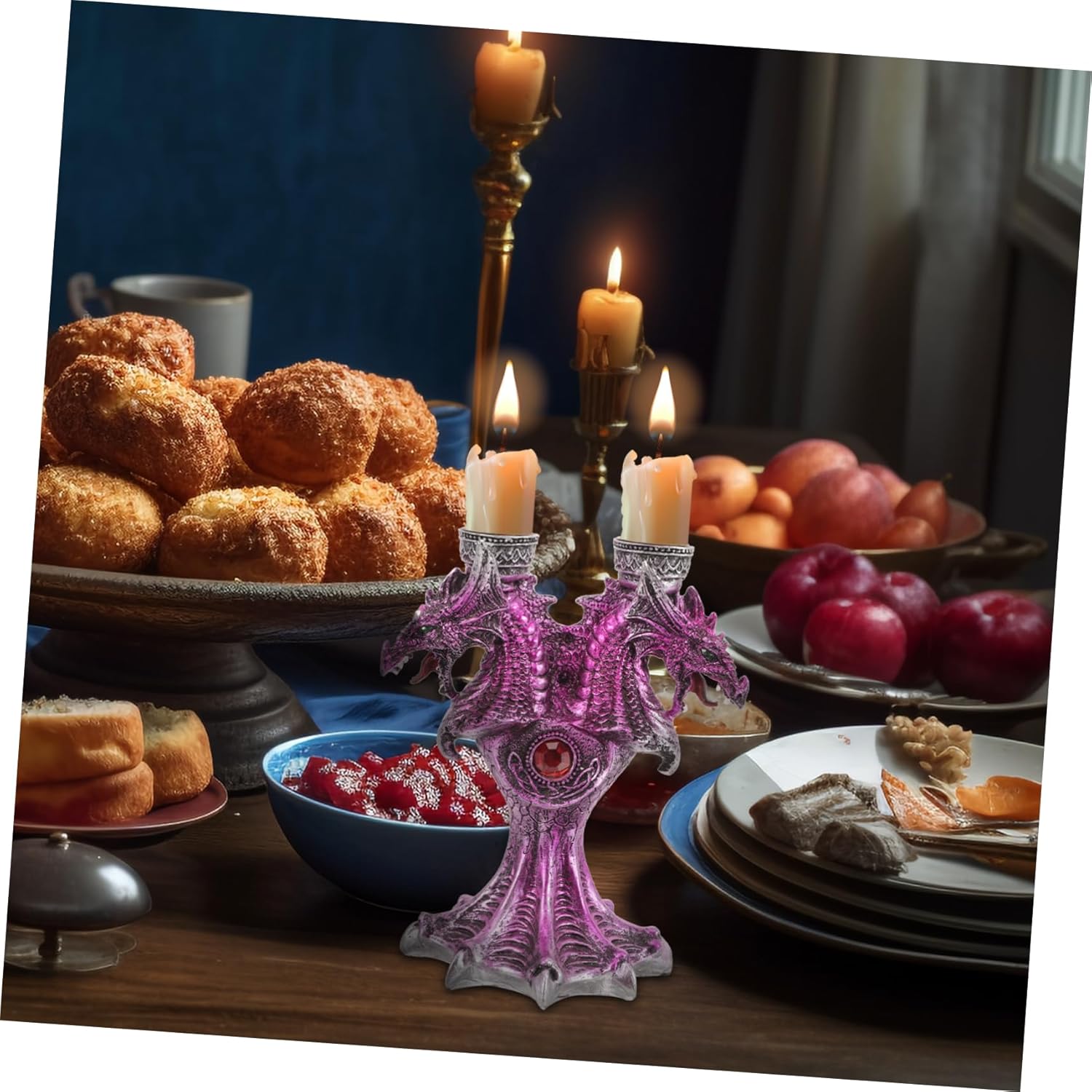 Halloween Alert Resin Dragon Candlestick Holder