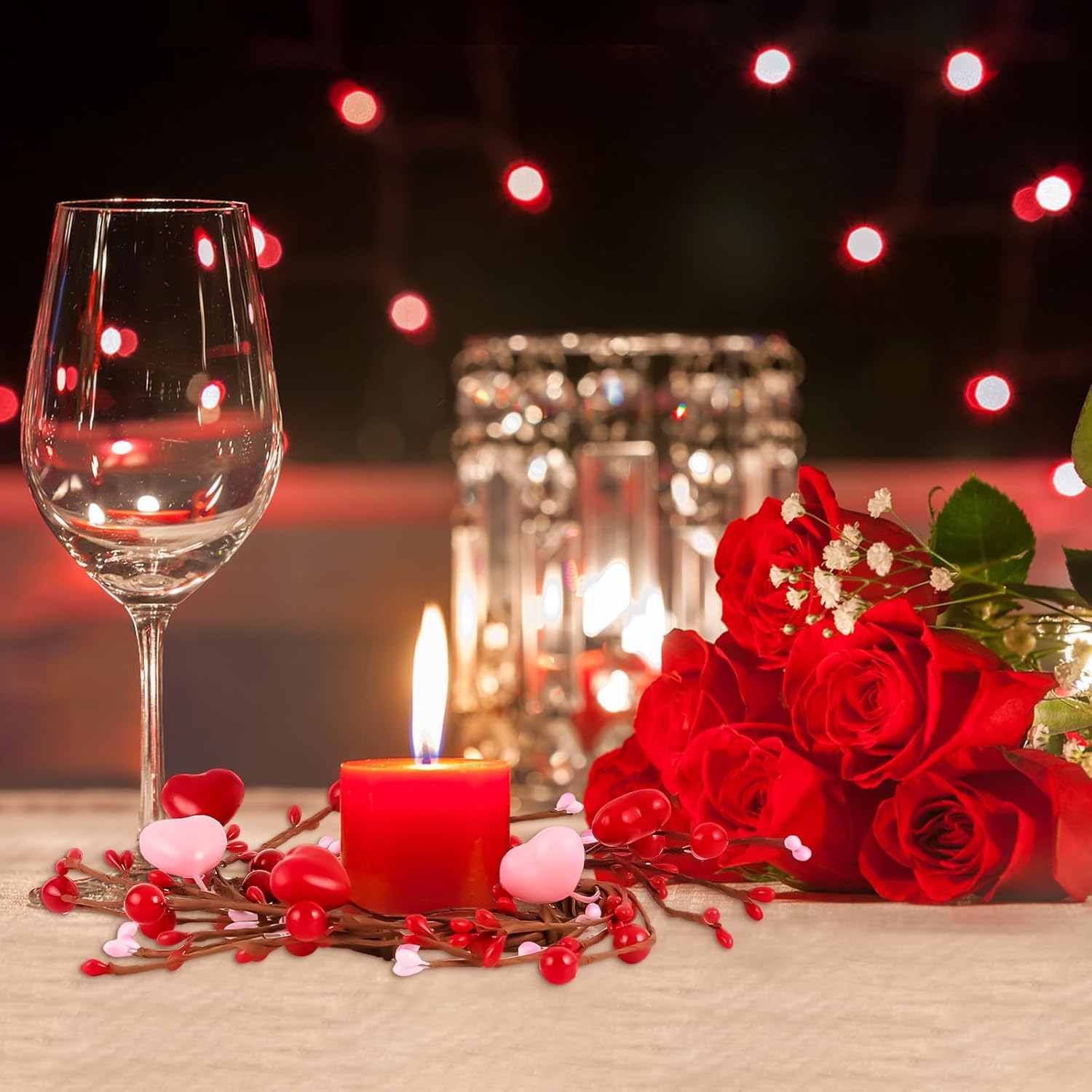 Stunnin Red Heart Candle Rings Set for Valentines Day Weddings
