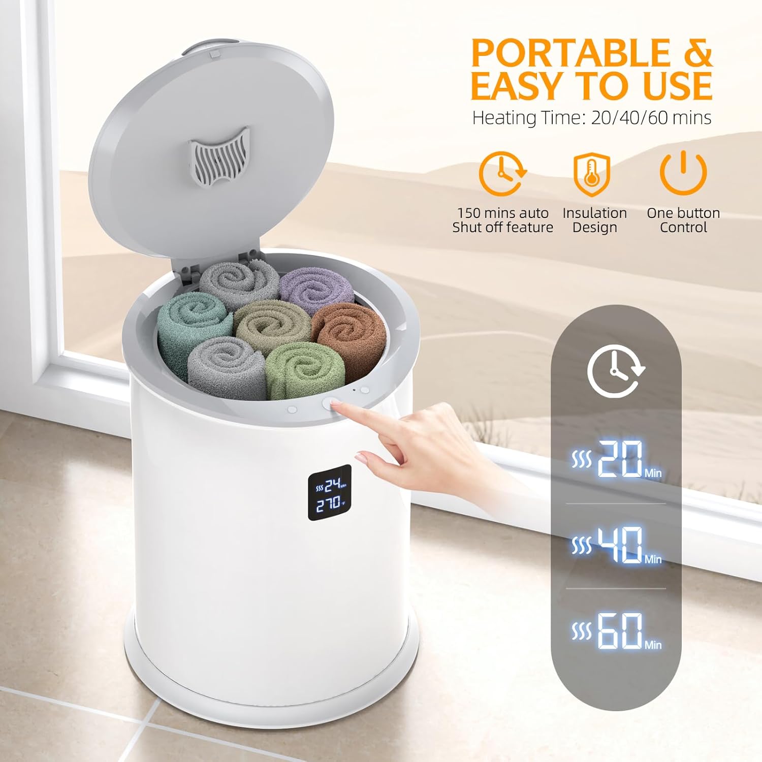 Luxury Bath Towel Warmer with Timer and LED Display