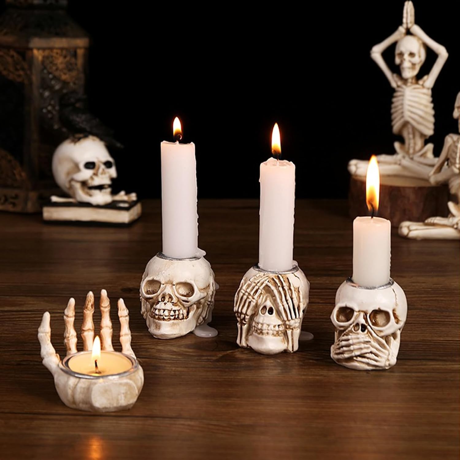 4pc Skeleton Candle Holder