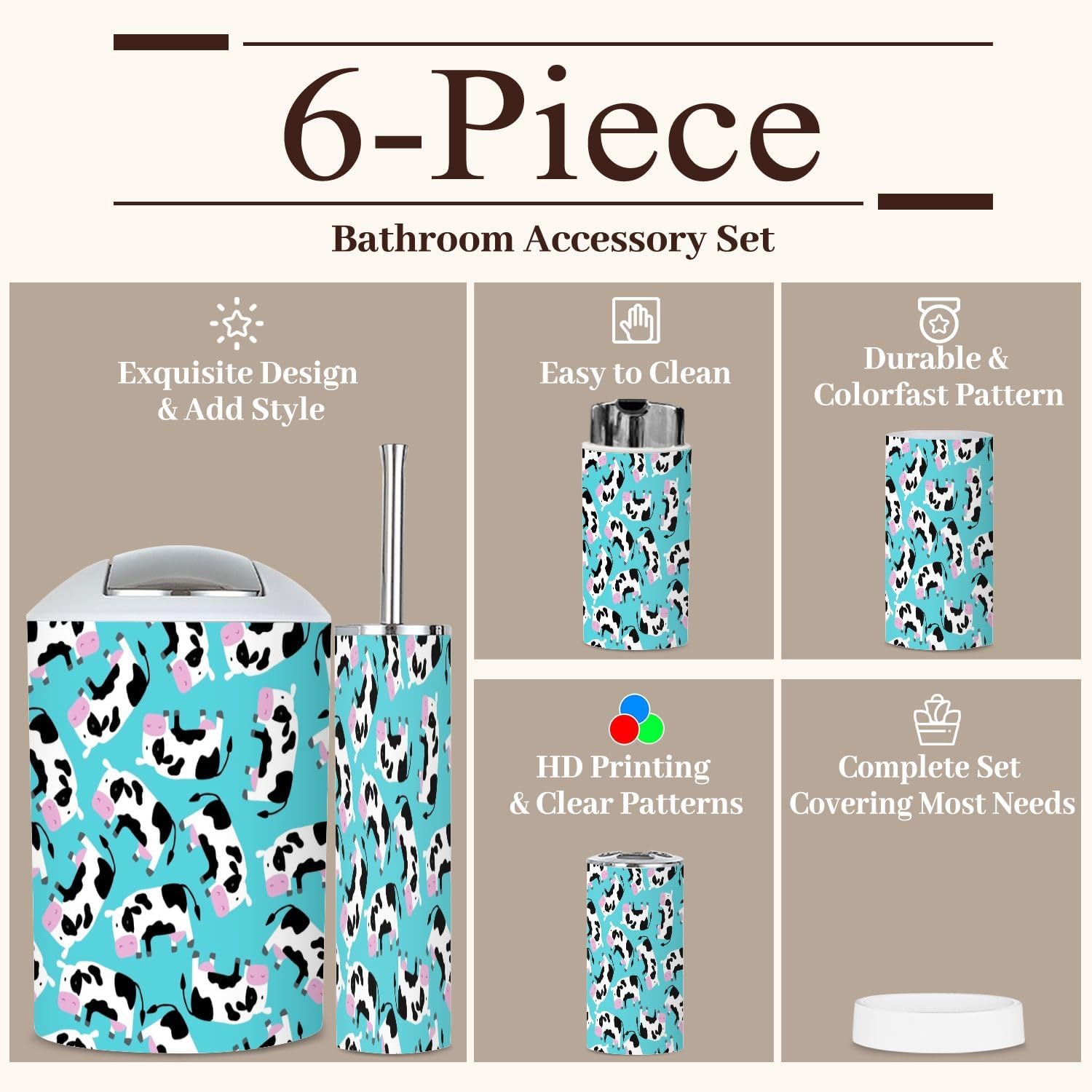 Charming 6-Piece Bathroom Set with Kids Design