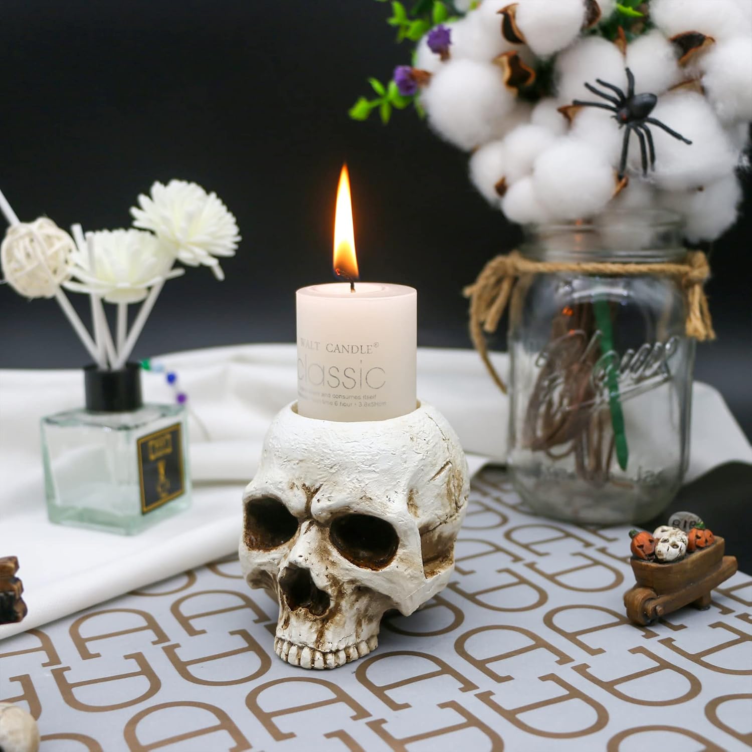 Gothic Skull Candleholder for Halloween