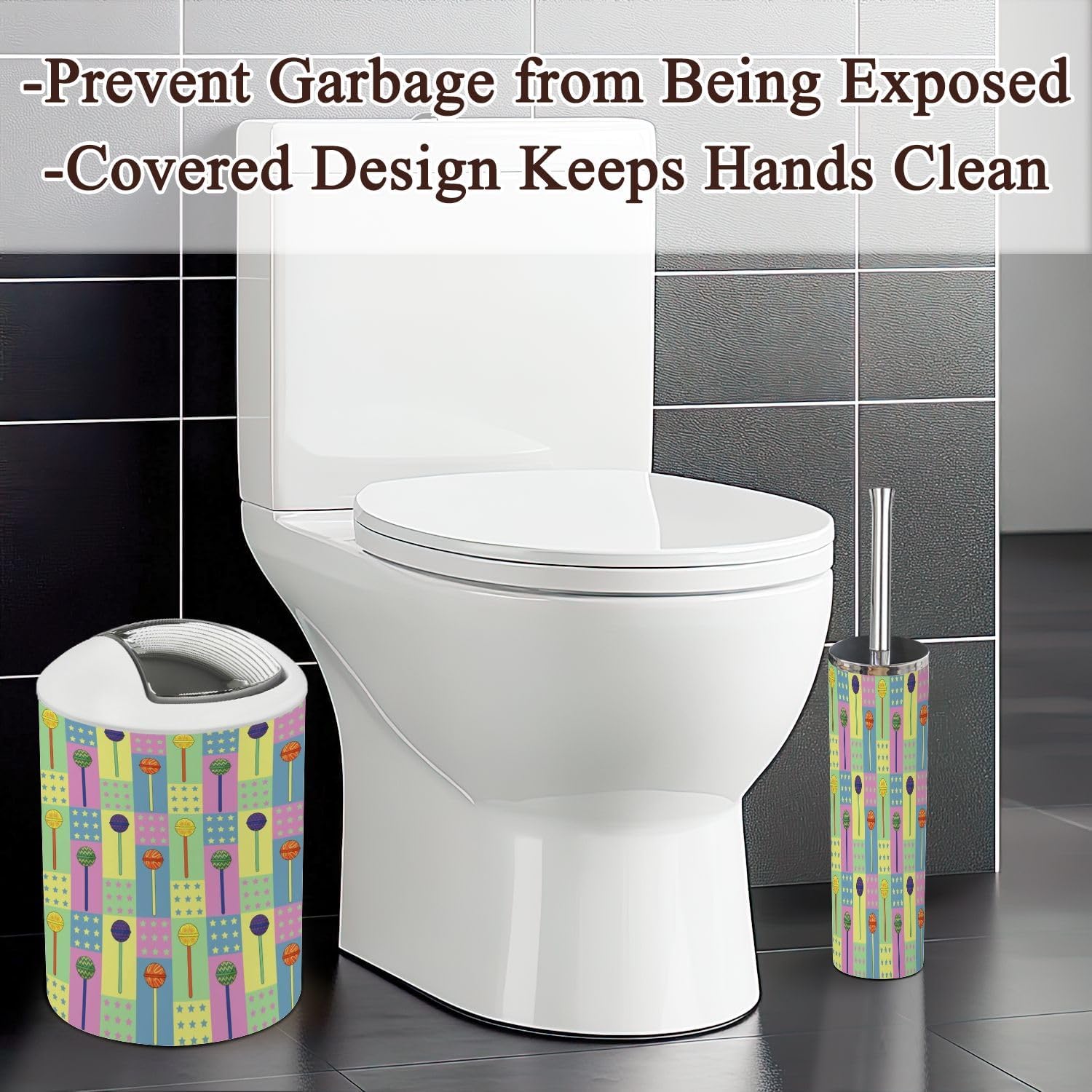 6-Piece Bath Accessories Set with Lollipop Design for Efficient Organizing