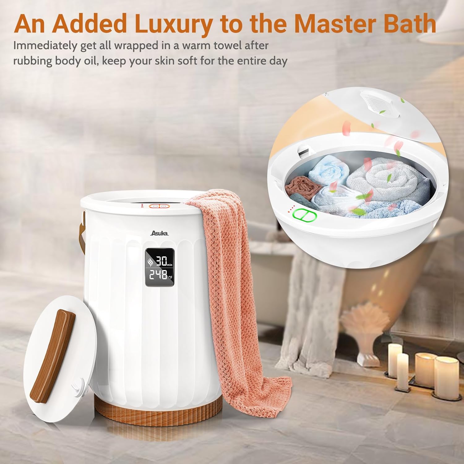 Asuka Luxury Towel Warmer Heated Towel Bucket with LED Display