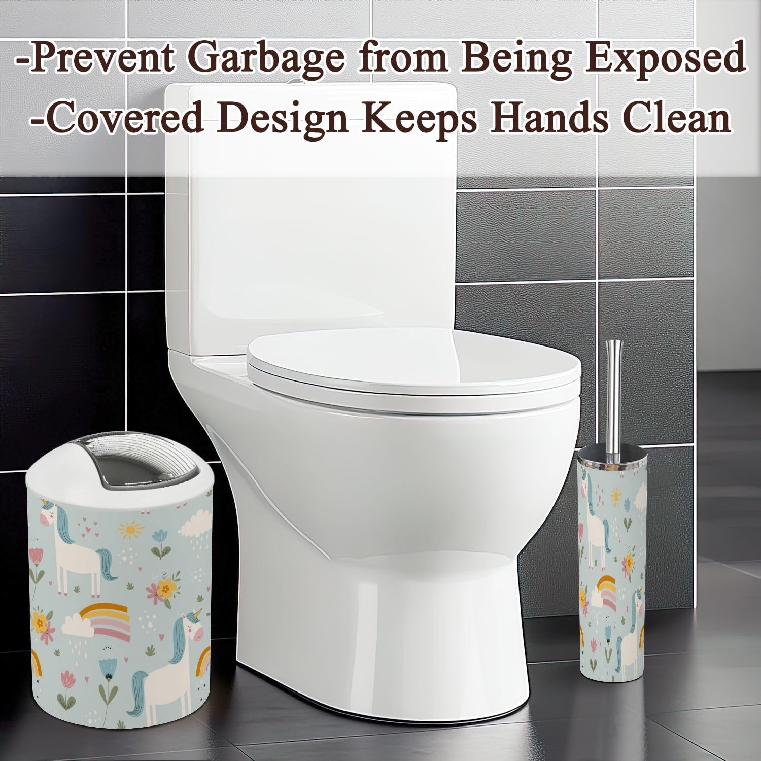 6-Piece Bathroom Accessories Set - Cute Flower Design for Modern Bathrooms