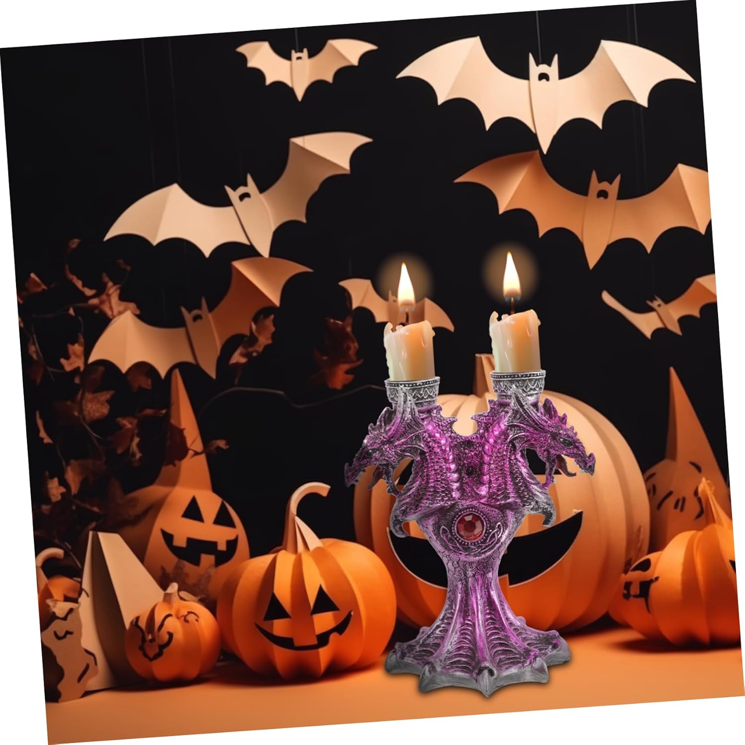 HOLIDYOYO Resin Dragon Candle Holder 1pc- Halloween Table Decor