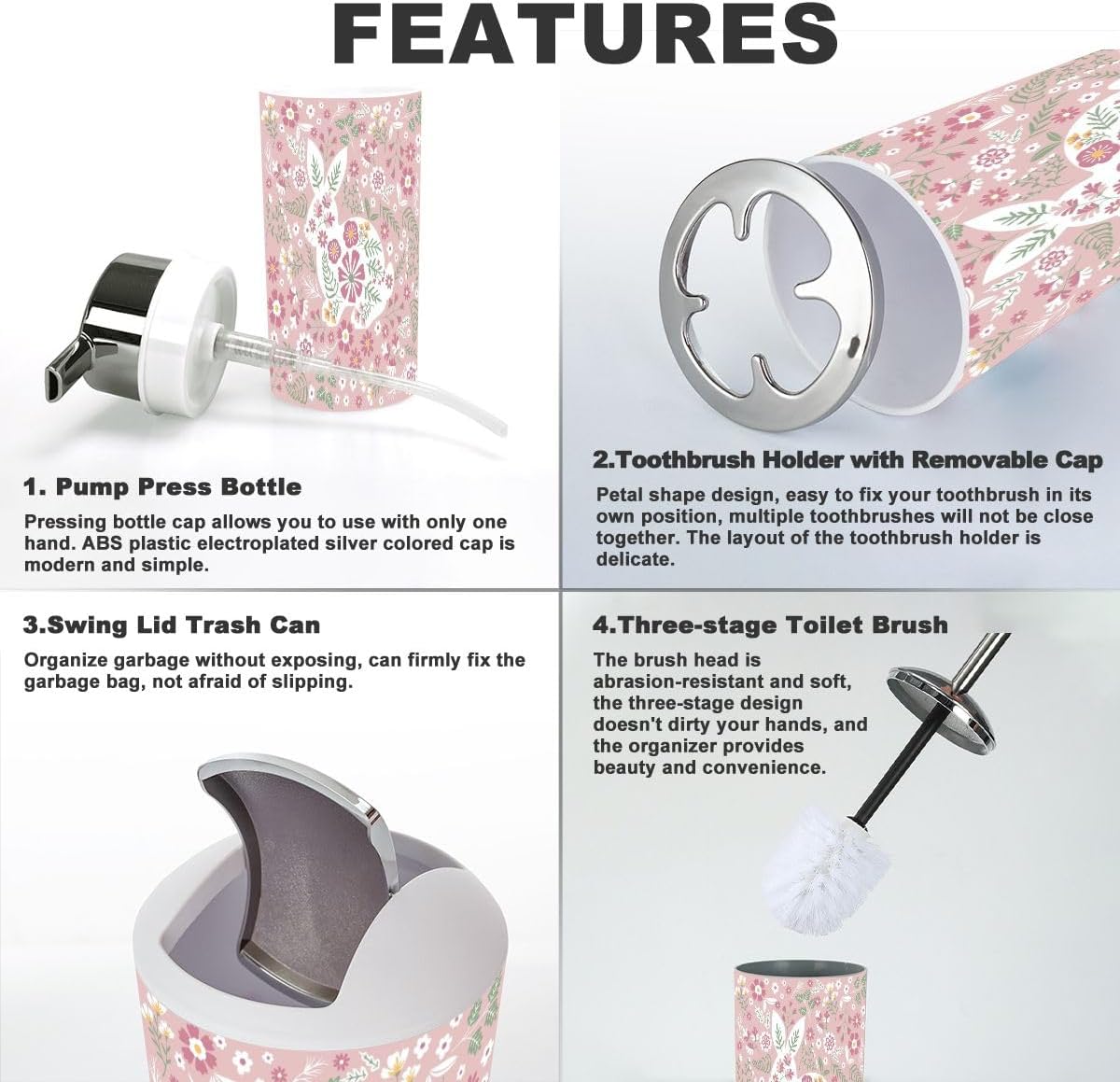 Kids Collection Bathroom Accessory Set 6 Piece Cute
