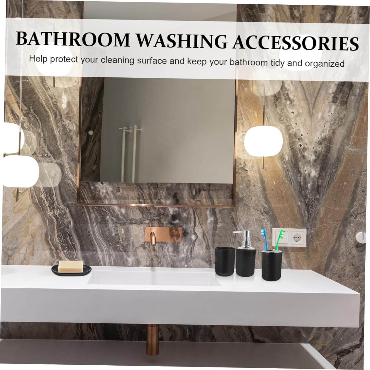 BUGUUYO Black Bathroom Accessory Set 4pc