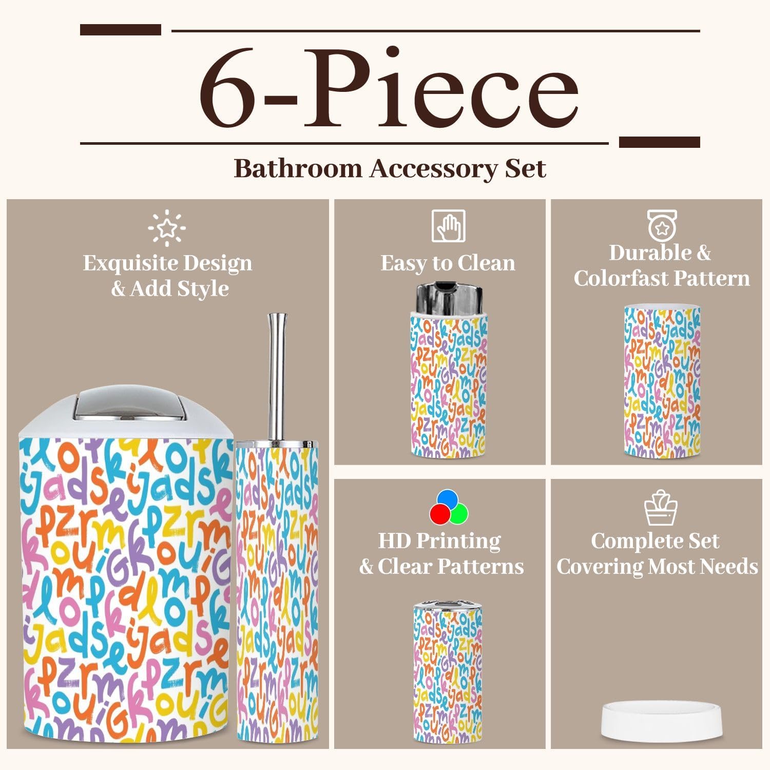 Modern 6-Piece Bathroom Accessories Set