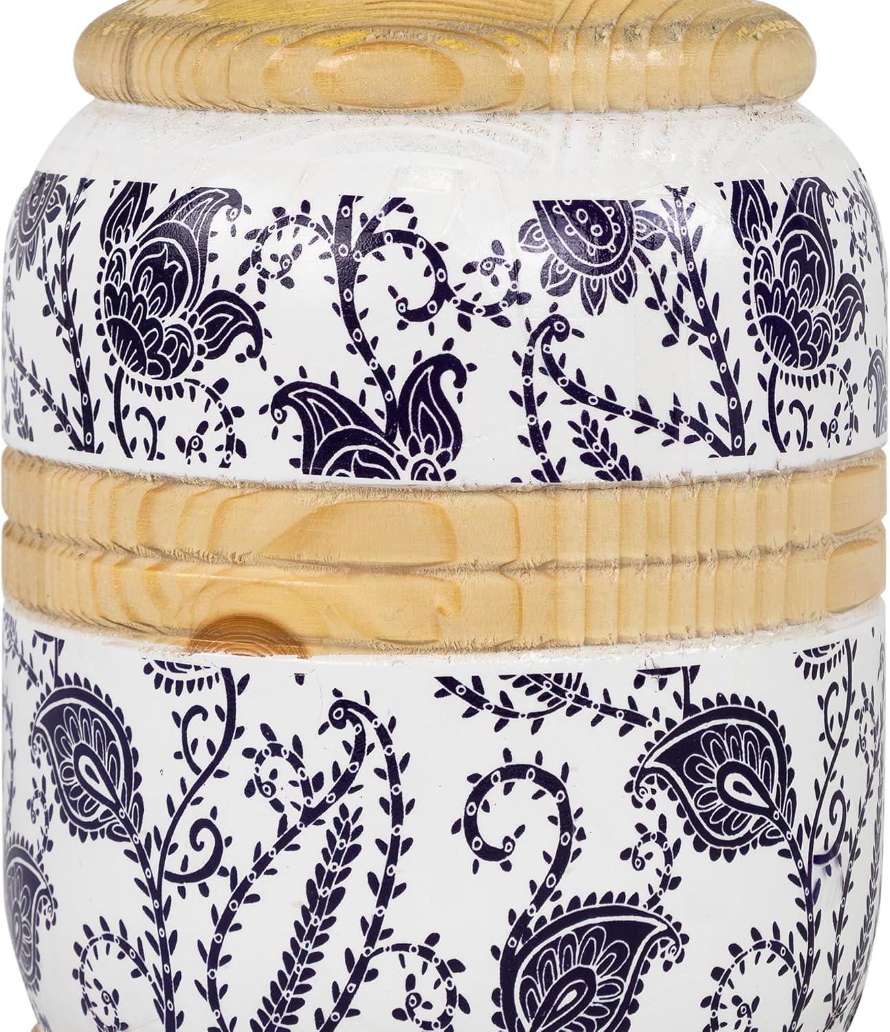 Large White and Blue Paisley Candle Holder